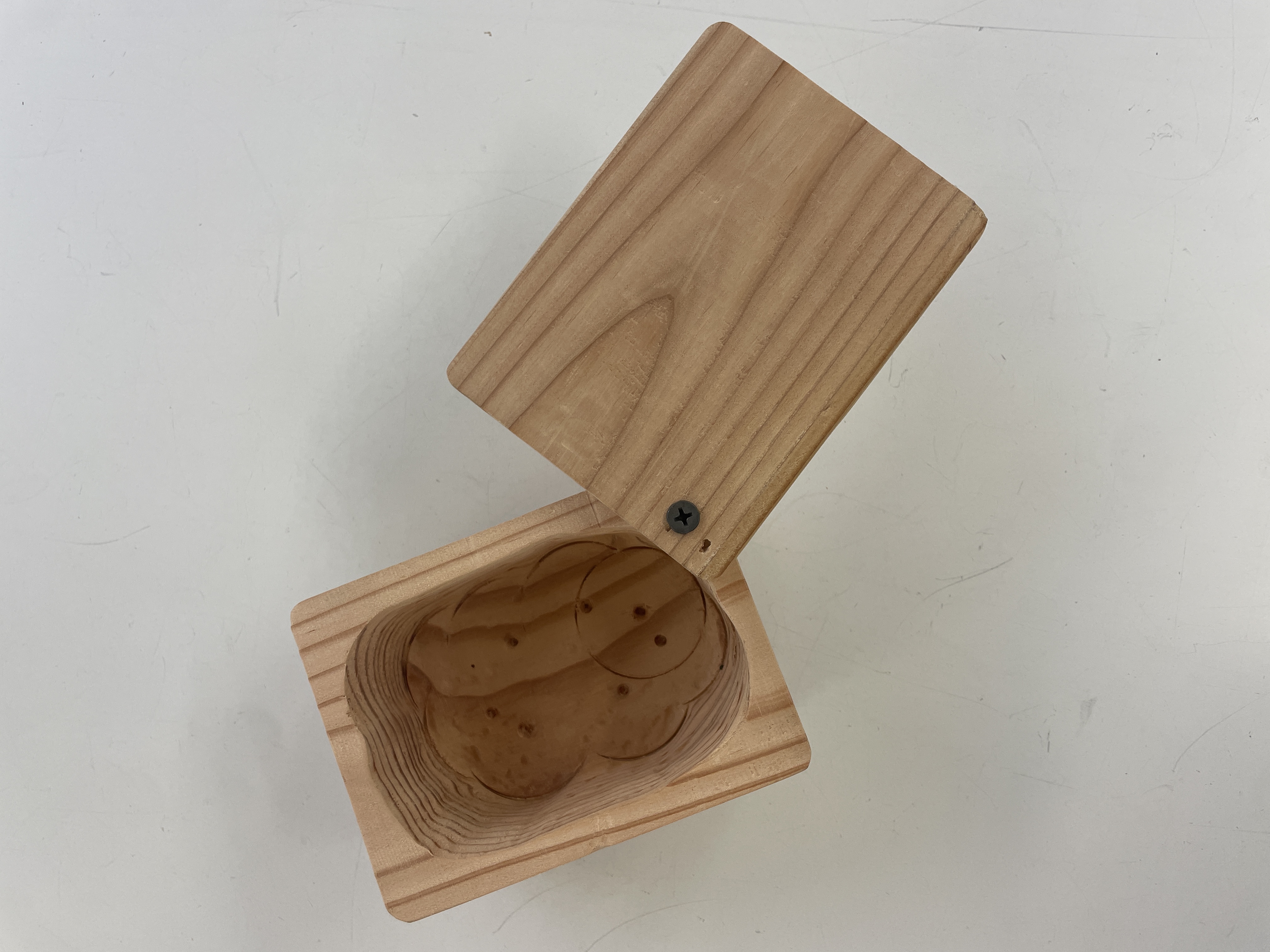 Birds eye view of a wooden box